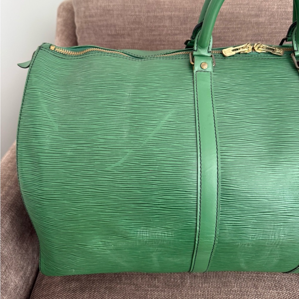 Authentic Louis Vuitton unisex Keepall 55 travel bag  green Epi leather large - Picture 7 of 16